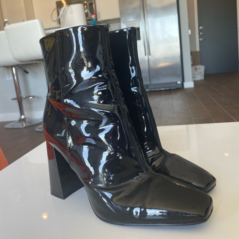 H&M Vinyl Black Booties